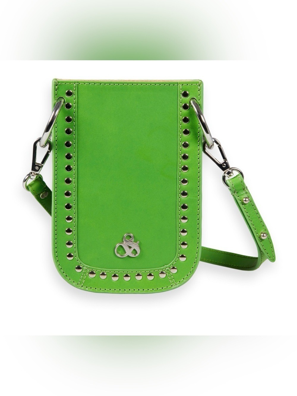 Scotch & Soda Parakeet Green Leather Studded Crossbody Phone Bag Like New